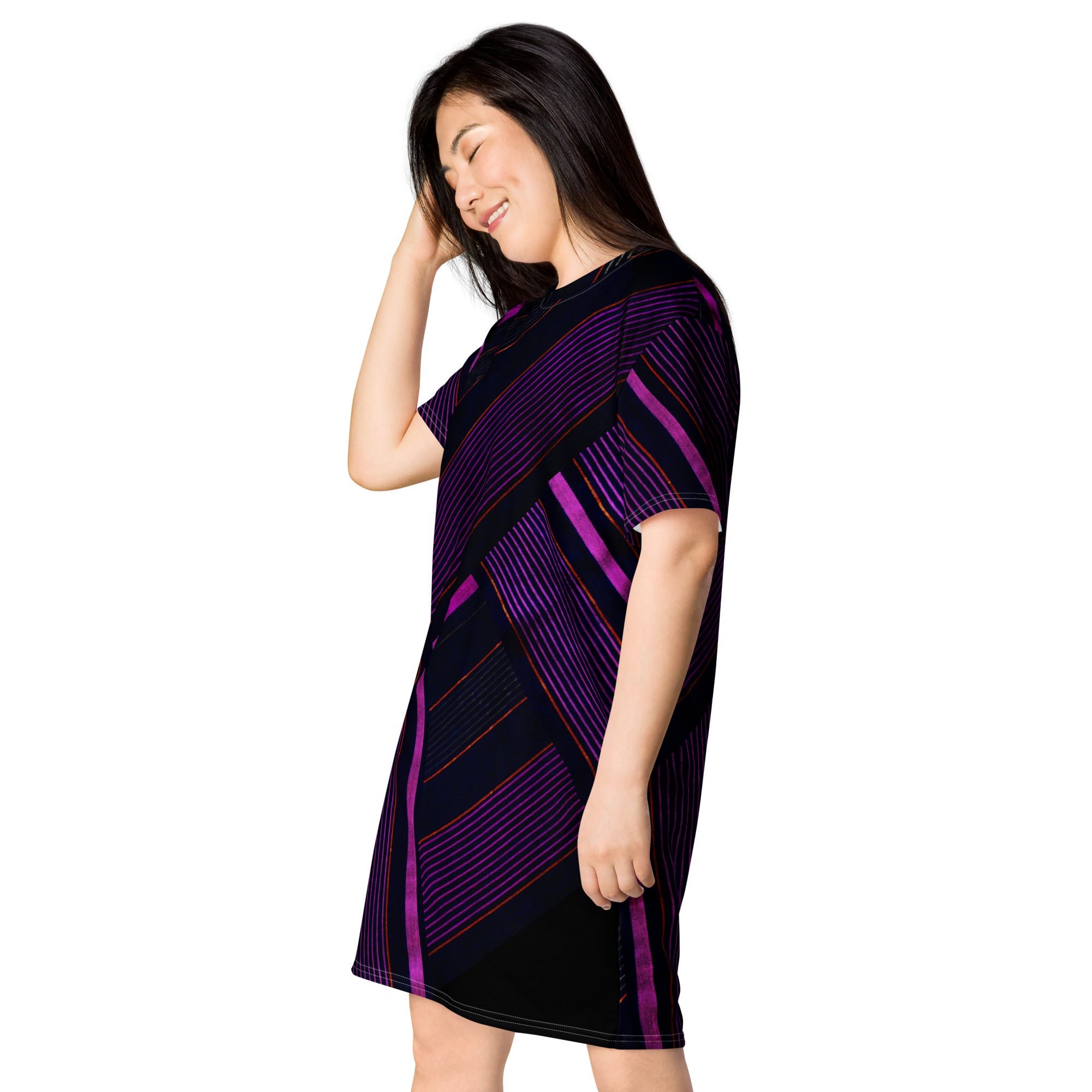 Black & Purple T-Shirt Dress. Street, Party or Lounge T-Shirt Dress. Streetstyle Dressing. WickedYo.